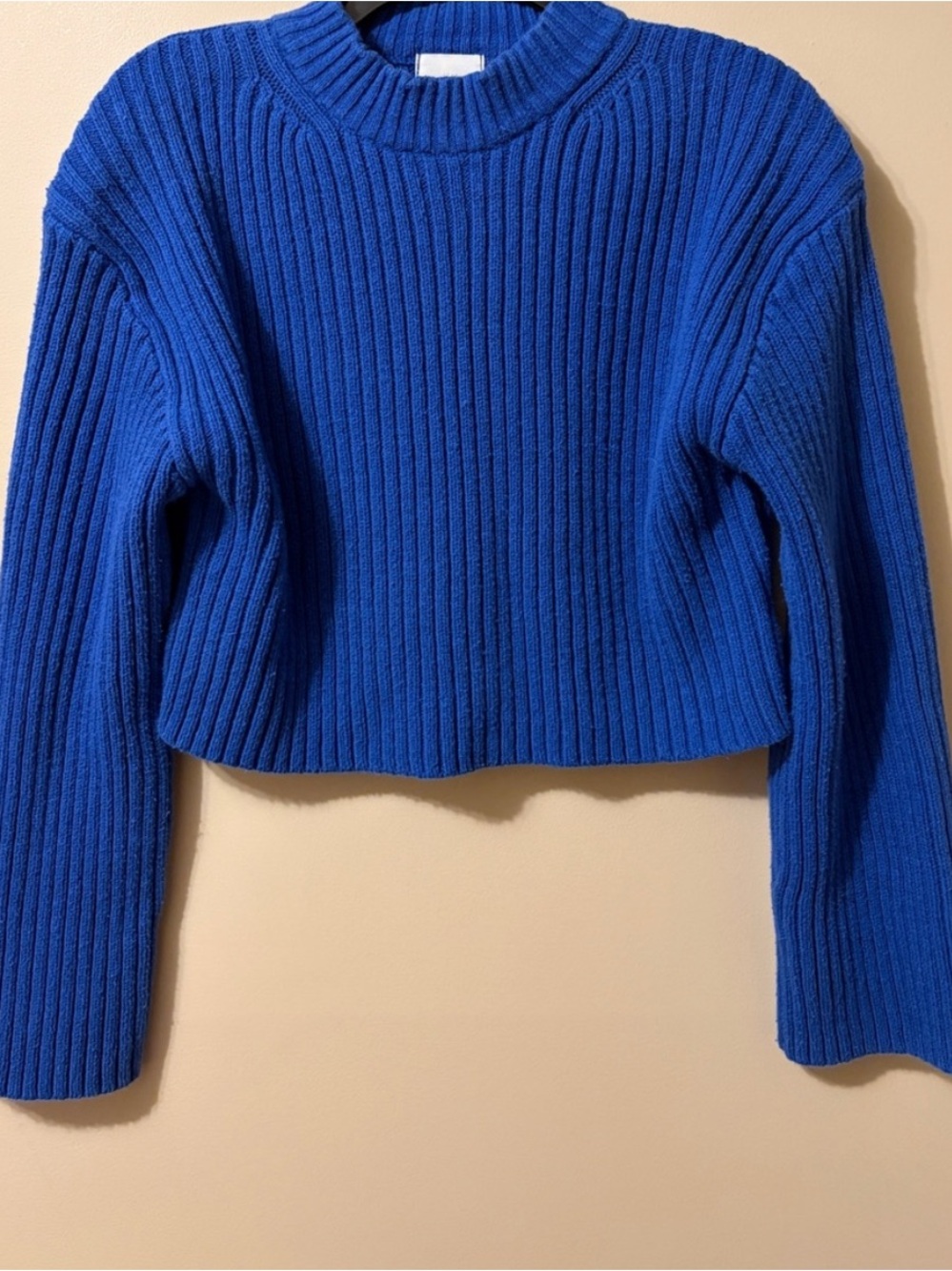 H&M Blue Ribbed Cropped Sweater XL